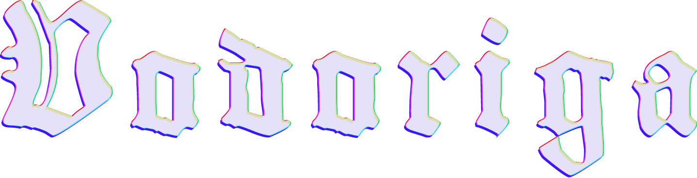 Image of text in a white gothic font saying "Vodoriga", meaning gargoyle in croatian.