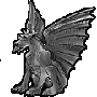 Small animated gif of a sitting gargoyle. It is wiggling its head and flapping its wings slightly.
